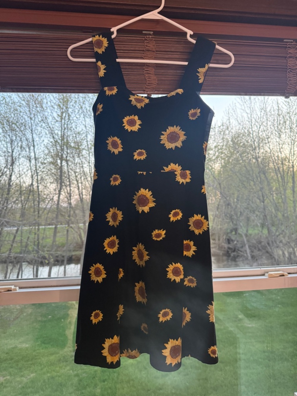 SO Black Mini Dress with Yellow Sunflower Print